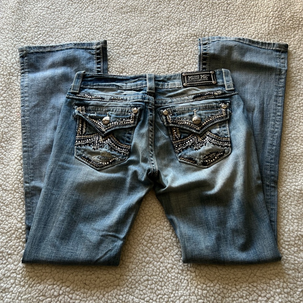 Miss Me Distressed Boot Cut Jeans Size 27